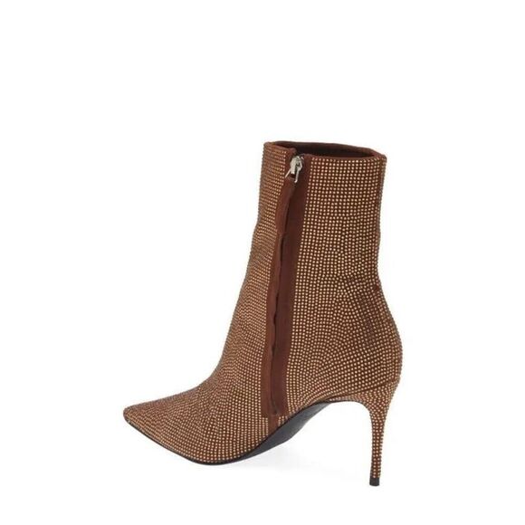 NEW Black Suede Studio Women's Brown Dahlia Embellished Pointed Boots Size 40 NW - Picture 2 of 10